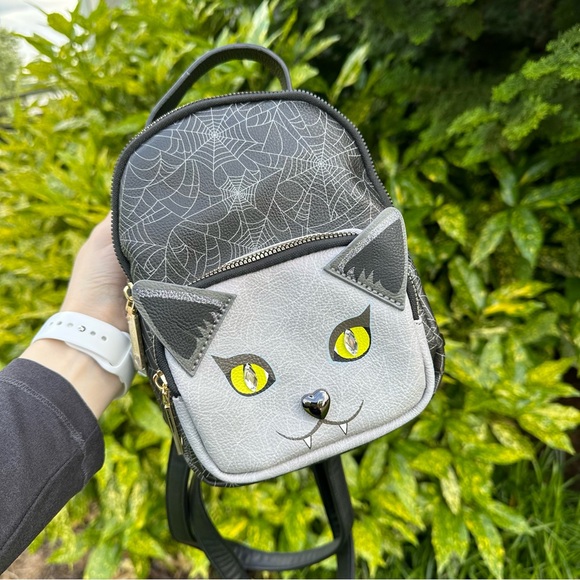 Betsey Johnson Handbags - Betsey Johnson Halloween Vampire Cat Mini Backpack Purse Spiderweb / Floral